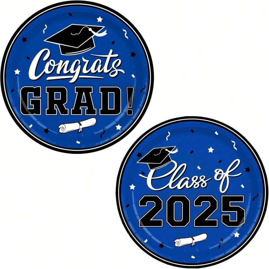 10/30 Pcs Congrats Class Of 2025 Graduation Party Supplies Dinnerware Disposable Paper Plates For Congrats Grad Party Decorations - Graduation Season Disposable Dinner Plates - View 1