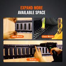 Heavy Duty E Track Tie Down Rail Kit 2 Feet Steel Rails Set Of 4 For Securing Cargo And Heavy Loads Up To 2000 Pounds Ideal For Garages Trailers Motorcycles And ATVs - Black - View 7