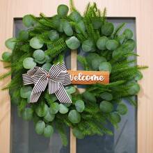 Couronne de fleurs d'accueil artificielles, décoration florale de plantes d'extérieur factices pour arrière-plan mural