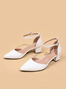 Wide Fit Women Spring/Summer New Open-Toe Pointed Toe Sandals, Fashion Versatile Low Heel Backstrap Outdoor High Heel Shoes