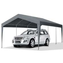SYMCAVE 12X20FT Carport Car Port Canopy Grey Without Sidewalls - Grey - View 1