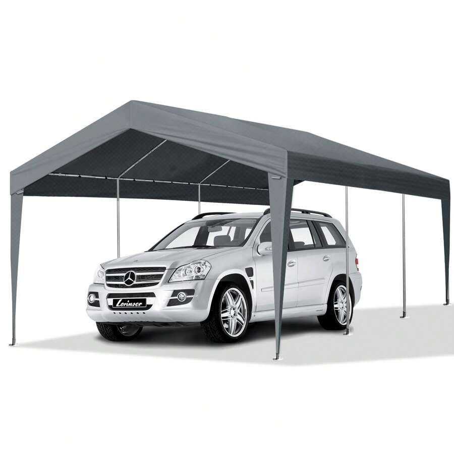 SYMCAVE 12X20FT Carport Car Port Canopy Grey Without Sidewalls - Grey - View 1