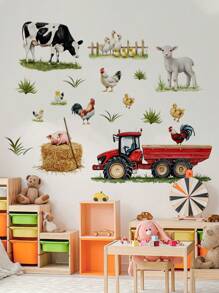 1st/1set2st/1set3st Boerderijdieren Schapen, Kuikens, Wolken Muurstickers, Decoratief voor Slaapkamer, Woonkamer, Studeerkamer, Keuken