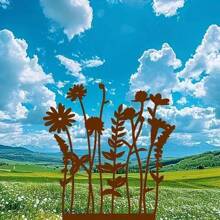 1pc 30cm Rusty Iron Silhouette Flower & Plant Decoration Stake, Suitable For Yard, Garden, Planter, Home Decor, Halloween, Christmas - Multicolor - View 9