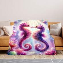 Seahorse Seaweed Pink And Light Design Digital Printing Throw Blanket  For A Serene And Ocean Inspired Home Decor Essential Piece - Multicolor - View 4