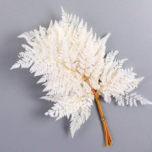 White Artificial Mountain Fern Leaves, For Home Decor, Weddings, Photo Props, Holiday Seasons - Christmas, Halloween, Easter, Thanksgiving