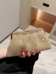 Or With Crystals, Glamorous Formal Handbag With Sparkling Crystals, Exquisite Evening Dress Accessory Suitable For Weddings, Formal Events, Parties, Birthdays - Perfect Gift - Rose Gold - View 3