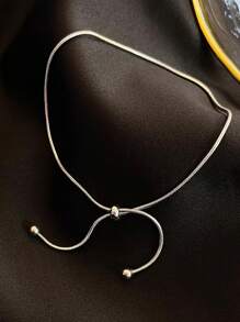 Tobillera ajustable de plata de ley 925 con cuentas, accesorio elegante y sencillo para mujeres, accesorio exquisito para vacaciones/uso diario