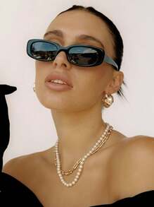 1pc Women's Small Square Casual Simple College Style Fashion Glasses, Suitable For Daily Commute