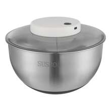 Electric Salad Spinner With Stainless Steel Bowl, Battery Indicator, And Draining Basket, Ideal For Healthy Meal Prep - Multicolor - View 1