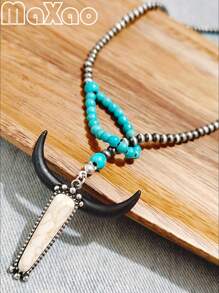 طقم مجوهرات مكون من قلادة وخاتم وأقراط بتصميم غربي عتيق مخصص للنساء، متعدد الألوان لتناسب أي إطلالة