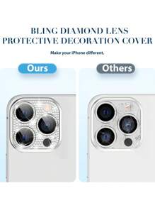 兼容 16 Pro Max 和 16 Pro 相机镜头保护膜，闪亮金属盖玻璃镜头屏幕保护膜配件兼容 16 Promax - 16Pro 生日、家人、朋友的礼物闪亮水晶，镜头保护膜，手机配件防水防震防摔防摔防刮防指纹全覆盖 - 銀色 - 查看 3