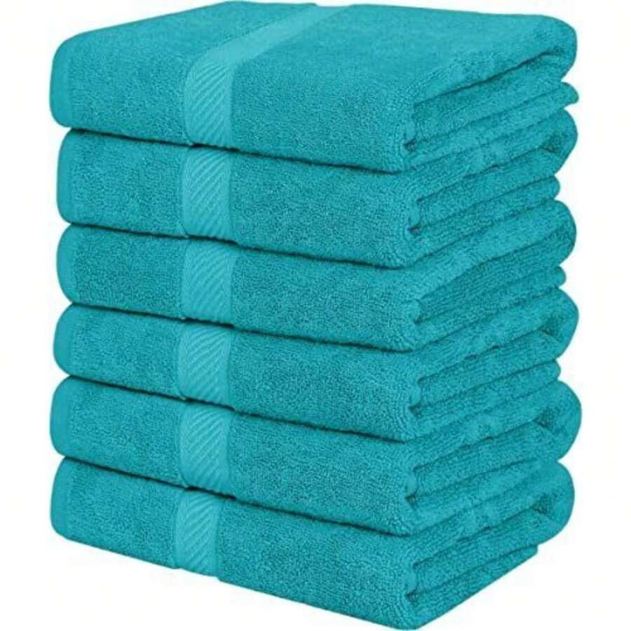 Pack Of 6 Cotton Bath Towels 24x48" Pool Gym Towels Utopia Towels - Turquoise - View 1