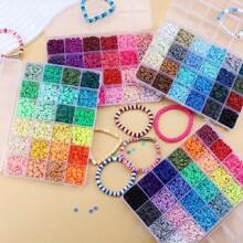 5200pcs Clay Beads Bracelet Kits, Friendship Bracelet Kits Flat Beads For Jewelry Making, Polymer Black Stone Bead Set Suitable For Bracelet Necklace DIY Craft Gift