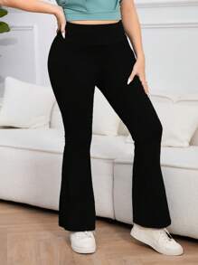 1pc Women Plus Size High Waisted Stretchy Thin Sports Leggings, Suitable For Gym, Commute, Hiking, Running And Casual Occasions - Black - View 6