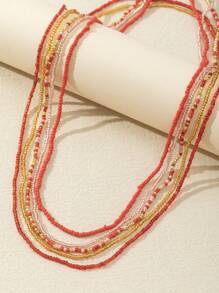5pcs Bohemian Style Beach Body Chain For Women - Red - View 2
