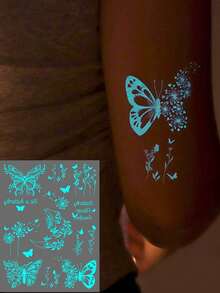 1 件夜光和白墨水夜光原创身体艺术临时纹身贴纸，闪亮星眼设计，闪亮面部和身体防水假纹身，持续 2-5 天，遮盖疤痕，适用于手臂、手腕、肩膀、腿、腰部、颈部、手、胸部、大腿、手指、派对和生日惊喜礼物 - 彩色 - 查看 11