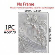 1 pièce Peinture sur canevas murale blanche à vagues libres, faite à la main, pour le salon, le bureau moderne, la décoration de la maison. Grande feuille décorative abstraite avec texture - 1 pièce - Voir 17