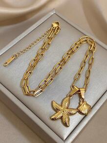 1 件海星吊坠项链女士可爱不锈钢链颈链日常派对珠宝礼物母亲节