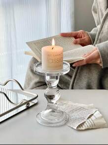 3件套欧式罗马柱玻璃蜡烛DIY香薰烛台简约拍照打卡道具婚礼.情人节.生日.求婚氛围营造摆件。 - 透明 - 查看 5