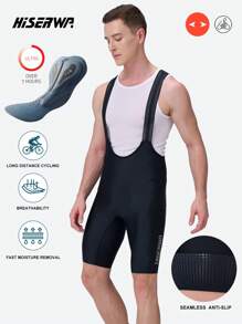 HISERWA Cycling Bib Shorts Men 7 Hours Italy Elastic Interface Pad Men's Cycling Shorts, With Double Arrow Chamois, Seamless Silicone Non-Slip Leg Grippers, Breathable, Highly Elastic, Good Wrapping, Black Cycling Bib Shorts