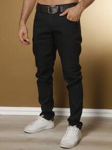Men's Black Traditional Premium Cotton Trousers - Hitam - View 5