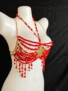 Unisex Sexy Acrylic Crystal Sequin Hollow Pendant Body Chain Necklace, For Women And Men, Suitable For Club, Party, Hotel, Carnival, Couples - 彩色 - 查看 4