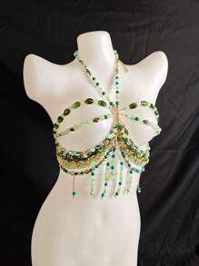 Unisex Sexy Acrylic Crystal Sequin Hollow Pendant Body Chain Necklace, Suitable For Nightclub, Party, Hotel, Carnival, Couples - 彩色 - 查看 10