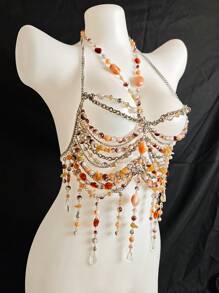 Unisex Sexy Acrylic Crystal Sequin Hollow Pendant Body Chain Necklace, Suitable For Nightclub, Party, Hotel, Carnival, Couples - 彩色 - 查看 4