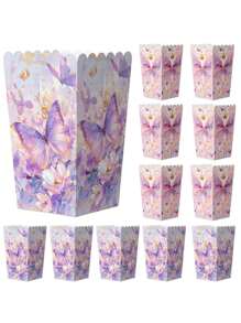 12pcs Colorful Butterfly Popcorn Box, French Fries Packaging Box, Popcorn Cardboard Box, Fried Chicken Fries Packaging Box, Baked Food Packaging Box, Pink Butterfly Popcorn Box, Wedding Party Party Packaging Box, Valentine's Day Party, Home Decor, Home Gifts - Multicolor - View 6