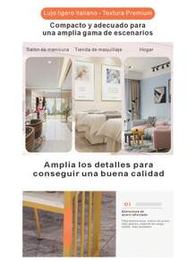 Tocador moderno minimalista, superficie de mármol elegante, estructura metálica dorada - Multicolor - Ver 2