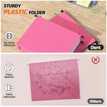 1/3/6 Pcs Extra Capacity Plastic Hanging File Folder, Reinforced Hang Folders Letter Size, Heavy Duty 2 Inch Expansion, Filing Cabinet Folders, For Bulk Files, Medical Charts, Assorted Colors - Sets - View 4