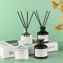 5pcs (1 Fragrance Oil Bottle + 4 Diffuser Rattan Reeds) Flameless Home Fragrance Set, Long-Lasting Scent, Suitable For Bedroom, Bathroom, Living Room, Aromatherapy, Room Freshener, Diffuser, Gift, Home Decor