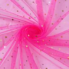 1pc Star & Moon Hexagonal Tulle Fabric, Handmade DIY Headpiece, Clothing, Dress, Flower Packaging, Soft Tulle