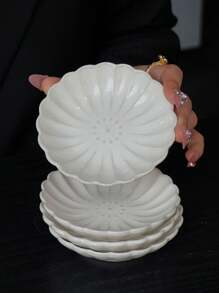 1/2/4 件陶瓷花卉图案调味品/蘸酱碟，复古风格调味品/莎莎酱/酱油/芥末酱托盘，多功能调味品盘，学校用品 - 多 - 查看 1