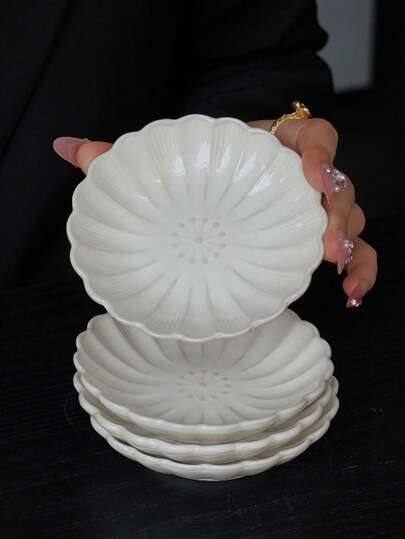 1/2/4 件陶瓷花卉图案调味品/蘸酱碟，复古风格调味品/莎莎酱/酱油/芥末酱托盘，多功能调味品盘，学校用品