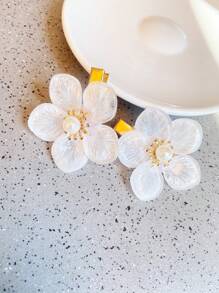 2pcs Handmade White Peach Blossom Pearl Hair Clips, Bohemian Style Hair Accessories, Suitable For Brides Year-Round