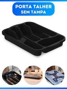 Plastic Kitchen Cutlery Organizer For Fork Knife Spoon - Negro - Ver 2