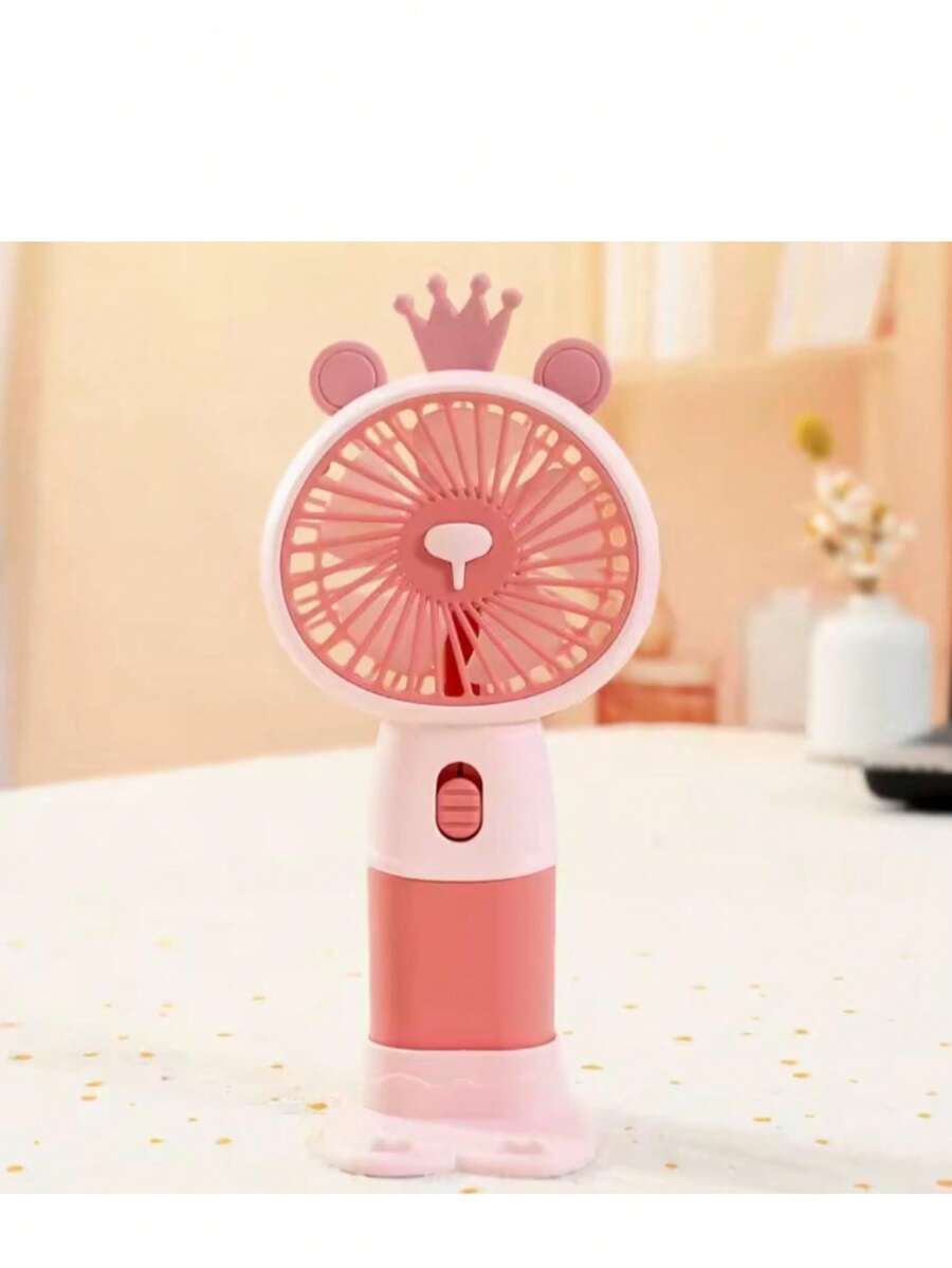 N+ Creative Summer Desktop Electric Fan, Multifunctional Charging Portable Handheld Mini Fan, USB Electric Fan For Outdoor Camping, Mobile Phone Holder, Electric Fan - 粉色 - 查看 1