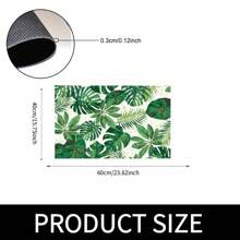 1pc Green Plant Printed Anti-Slip Silicone Mud Kitchen Rug, 3D Rectangular Carpet For Living Room, Bedroom, Corridor, Bathroom, Laundry Room - Polyester, Suitable For Indoor And Outdoor Home Decor