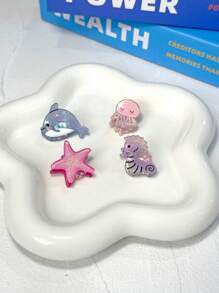 8个海洋系列迷你发夹，女士刘海夹、侧夹，适合作为生日礼物、节日礼物，发爪夹、发夹、发卡、发夹、发夹、发卡、发饰，秋冬季女士度假装扮必备，夏季海滩风情。 - 彩色 - 查看 9