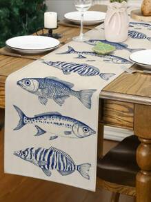 1 件鱼形桌旗，现代风格，日常家居厨房装饰桌旗，简洁优雅，适合家庭厨房装饰和活动派对装饰 - 彩色 - 查看 5