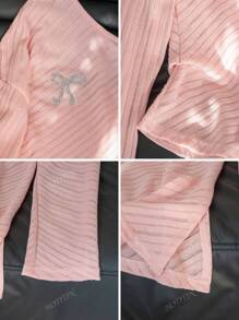 Blusa de punto ajustada con cuello asimétrico, lazo y abertura lateral, para primavera/verano con rayas