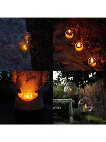 1/6pcs太阳能灯花园户外防水儿童房照明家用小夜灯庭院装饰感应吊灯阳台布置蜡烛灯 - 彩色 - 查看 4