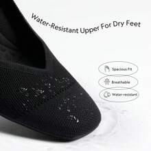 Women's Chunky Low Block Heels Square Toe Work Pumps Comfortable Knitted Closed Toe Dress Wedding Shoes - màu đen - Xem 2
