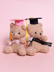 黑色毛绒玩具泰迪熊娃娃迷你毕业熊带毕业帽娃娃 2025 届毕业毛绒熊宽松毕业熊帽和祝贺腰带是毕业礼物、毕业、毛绒玩具、儿童玩具最喜爱的装饰品 - 彩色 - 查看 6