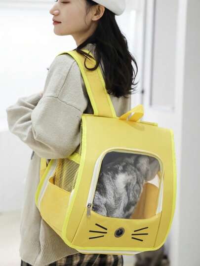 1 Mochila Transparente Para Gatos, Transportador De Mascotas Portátil y Transpirable Con Orificios De Ventilación, Bolsa De Viaje Duradera Para Gatos y Perros, Se Puede Utilizar Para Llevar Mascotas y Sacarlas a Caminar, Suministros Para Mascotas