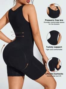 Women Solid Color Fashionable Slimming Waist Lift Hip Jumpsuit - Black - View 1