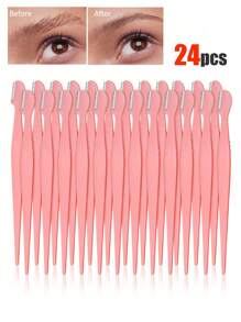 1/3/6/9/12/24/48/96/200件/套 多色修眉剃刀套装，眉毛修剪器和剃刀，去角质剃刀工具，身体脱毛修剪器和面部及眉毛剃刀套装，长柄刀片带精密保护盖，女士修眉工具，适合日常使用或旅行 - 彩色 - 查看 18