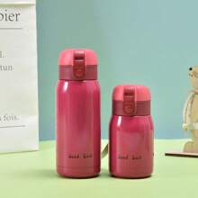 1 件创意迷你可爱不锈钢双层隔热玻璃杯，带背带和独特弹跳设计水瓶，适合返校使用